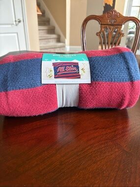 NWT Kids All Star Striped Knit Throw Blanket - Red & Navy